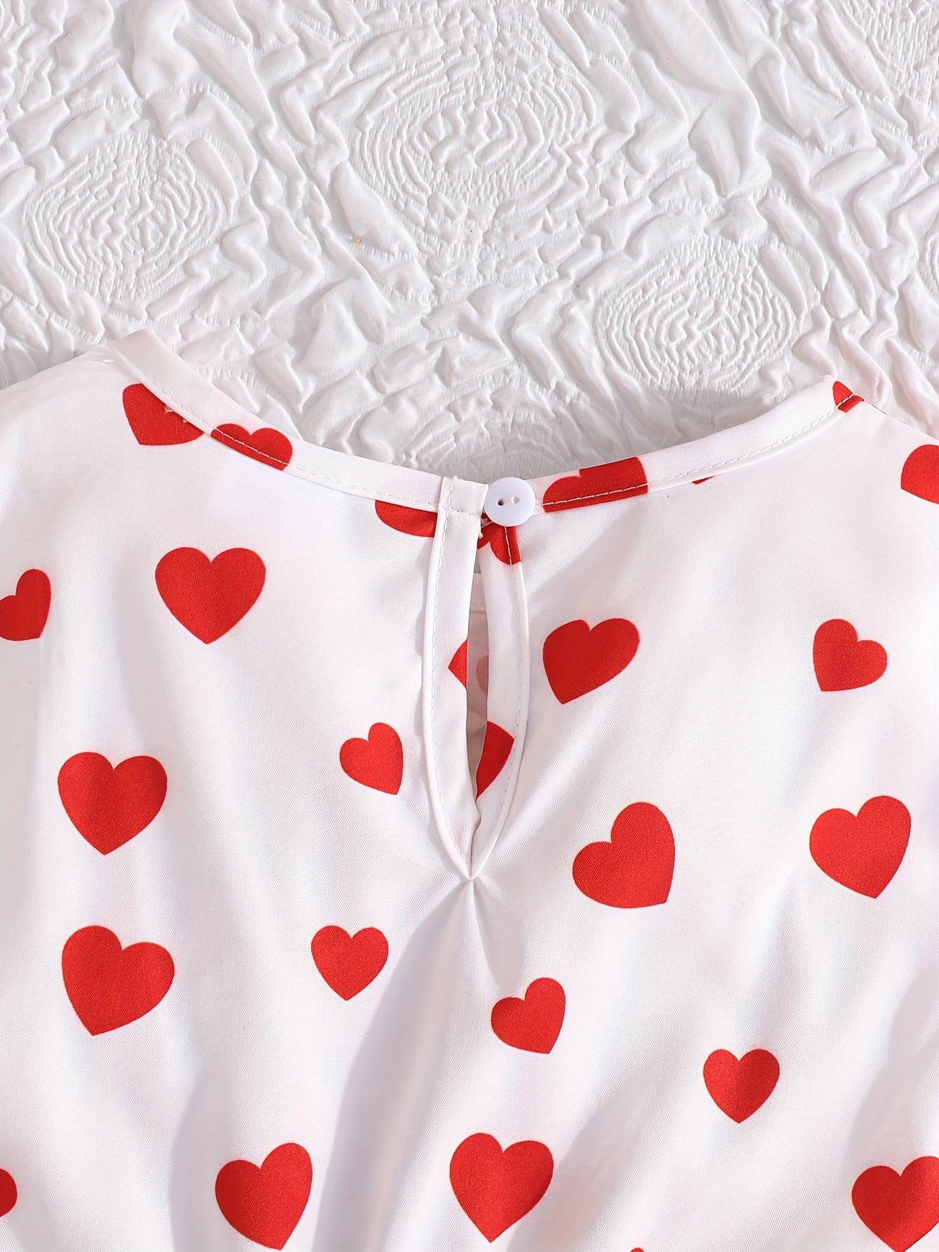 Girls' Valentines Day Outfit Set Long-Sleeved Cardigan and Sleeveless Sundress for Kids