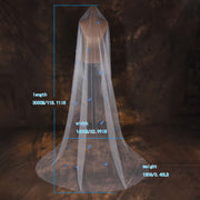 Bridal Veil Cathedral Style Nylon Rhinestone Blue Butterfly Wedding Accessory