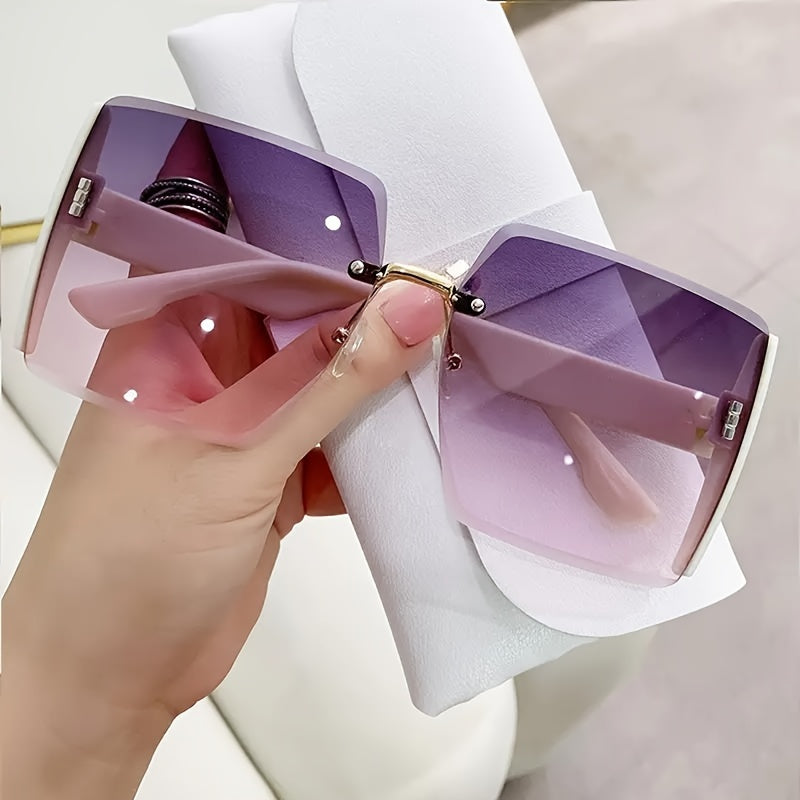 Women's Oversized Square Sunglasses with Gold Frame for Daily Wear Hiking and Trekking