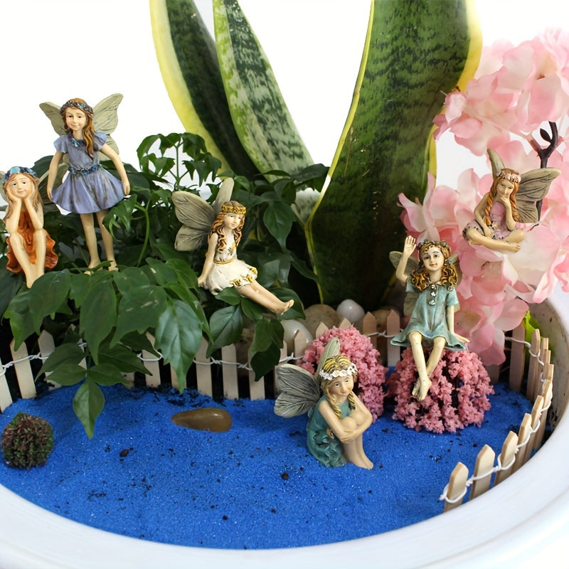 6 Resin Fairy Garden Statues Outdoor No Power Needed