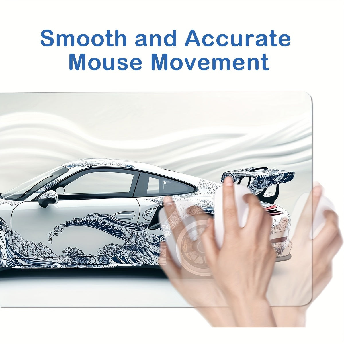 Большой белый коврик для мыши в стиле укиёэ с нескользящей резиновой основой 89,92x39,88 см