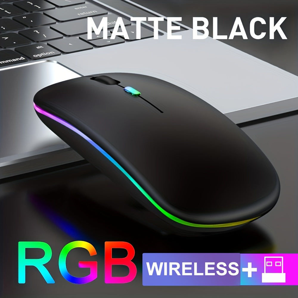 Wireless Ergonomic Mouse with RGB Backlight, Rechargeable Battery, Honeycomb Design, Compatible with PC, Laptop, iPad