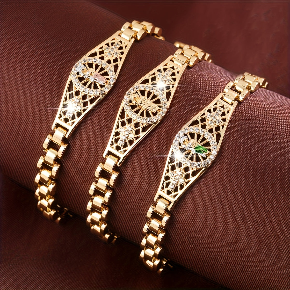 Women's Vintage Copper Bracelet with Synthetic Zirconia for Daily Wear and Gift