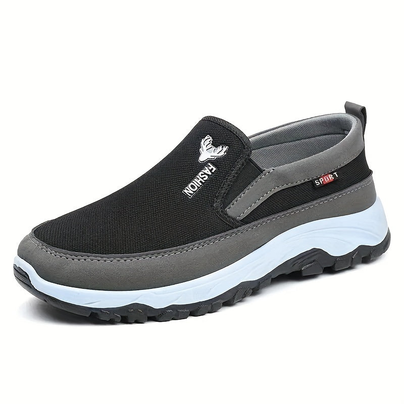 Men's Canvas Slip-On Sneakers Black Gray Blue Casual Breathable Soft Sole Durable PVC