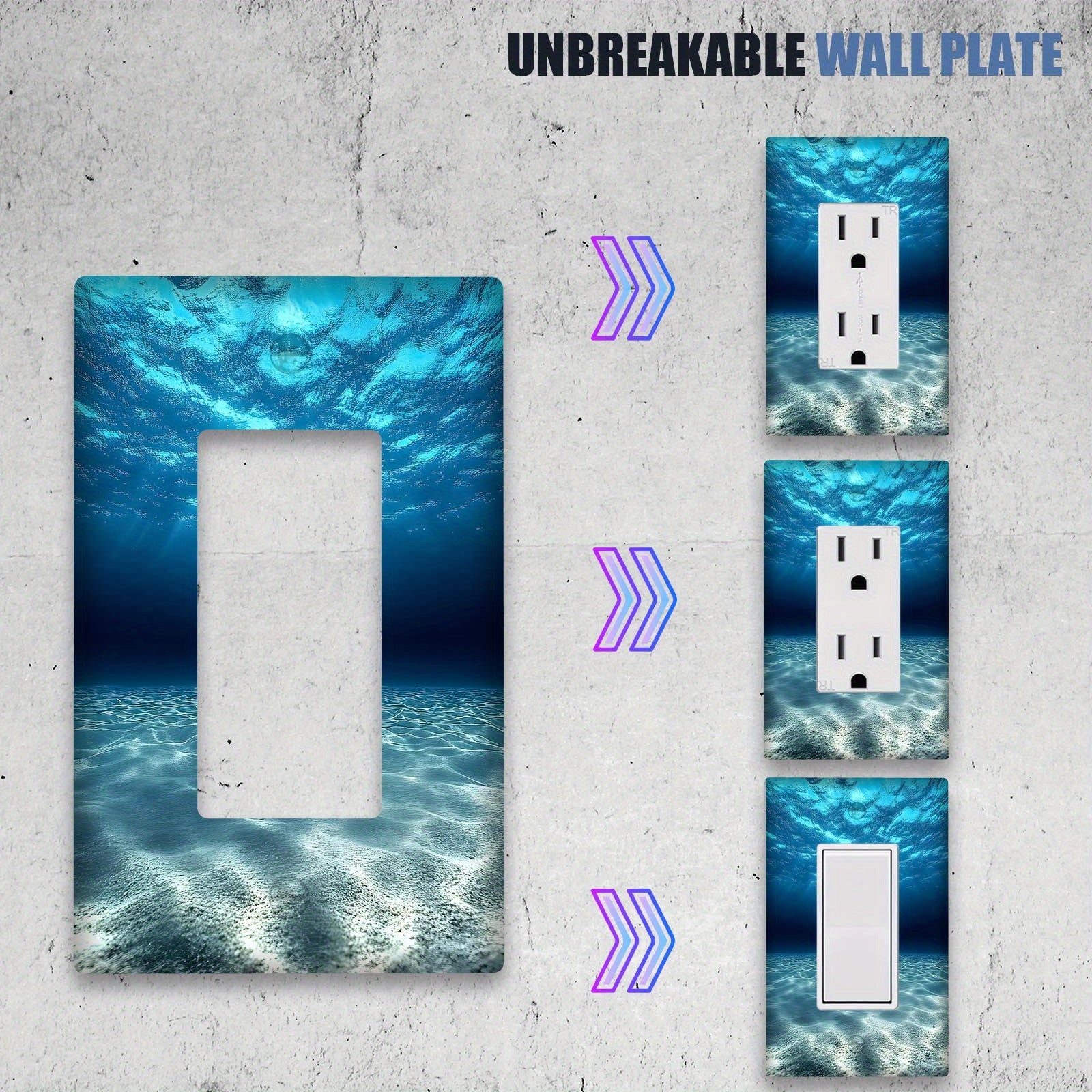 Ocean Themed Wall Plate with Blue Sea Print Unbreakable Polycarbonate