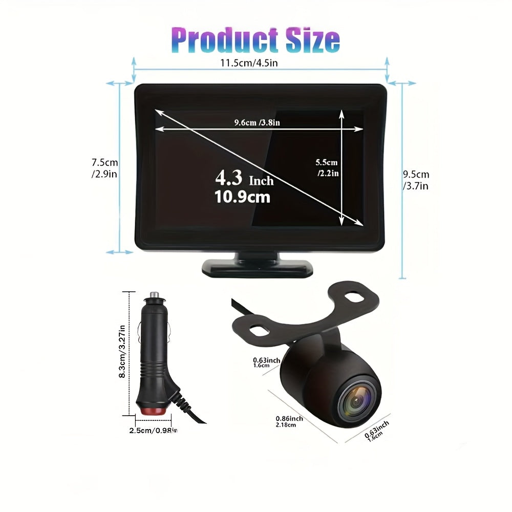 Car Backup Camera System 4.3-Inch LCD HD Night Vision Wide-Angle