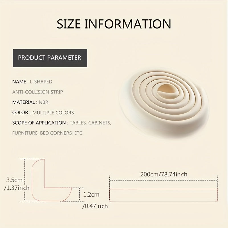 L-Shaped Anti-Collision Strip for Table Corners Wall and Stair Edge Protection