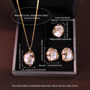 Women's Jewelry Set with Freshwater Pearl Pendant Earrings and Ring