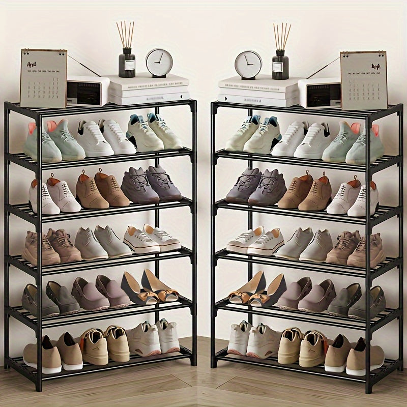 Qora ko‘p qavatli poyabzal javoni, kirish xonasi shkaflari va garaj uchun yig‘iladigan saqlash