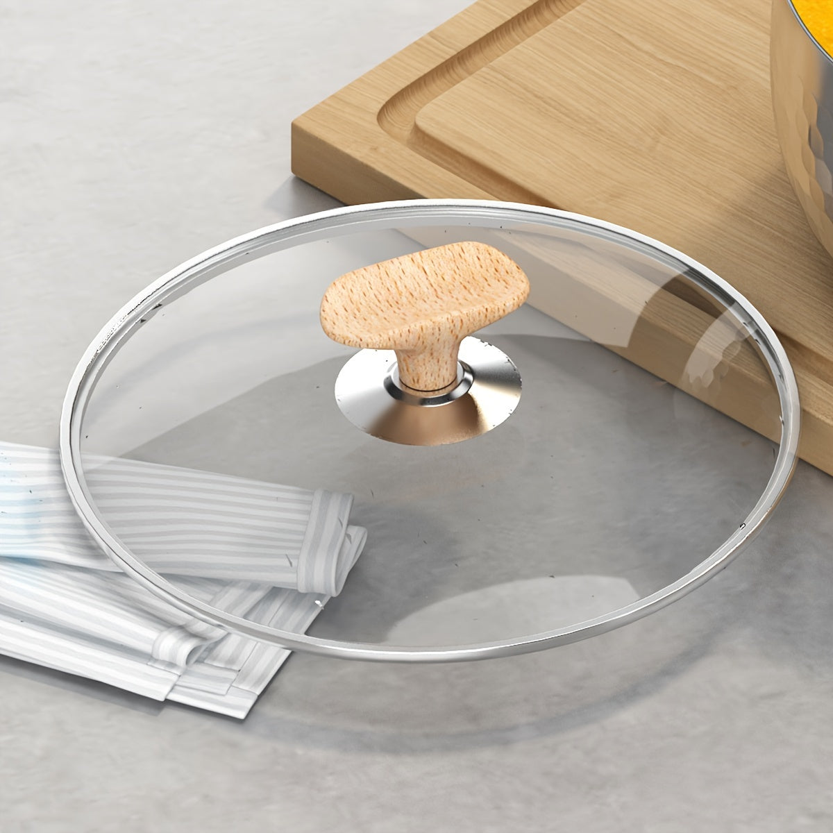 Stainless Steel Glass Pot Lid for Soup Milk and Flat Cooking Pots