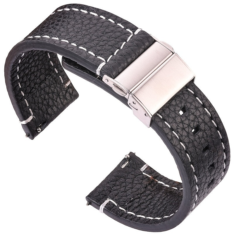 Leather Smartwatch Band for Men Women 18mm 20mm 22mm 24mm Quick Release Strap