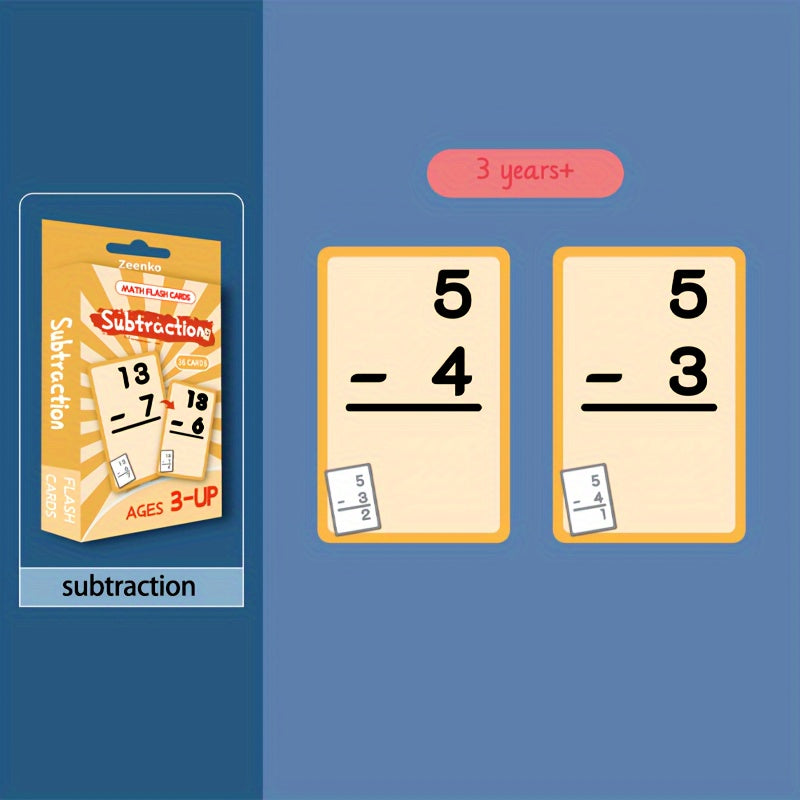 Conjunto de tarjetas educativas de matemáticas para niños de 2 años en adelante, con doble cara, suma, resta, multiplicación y división