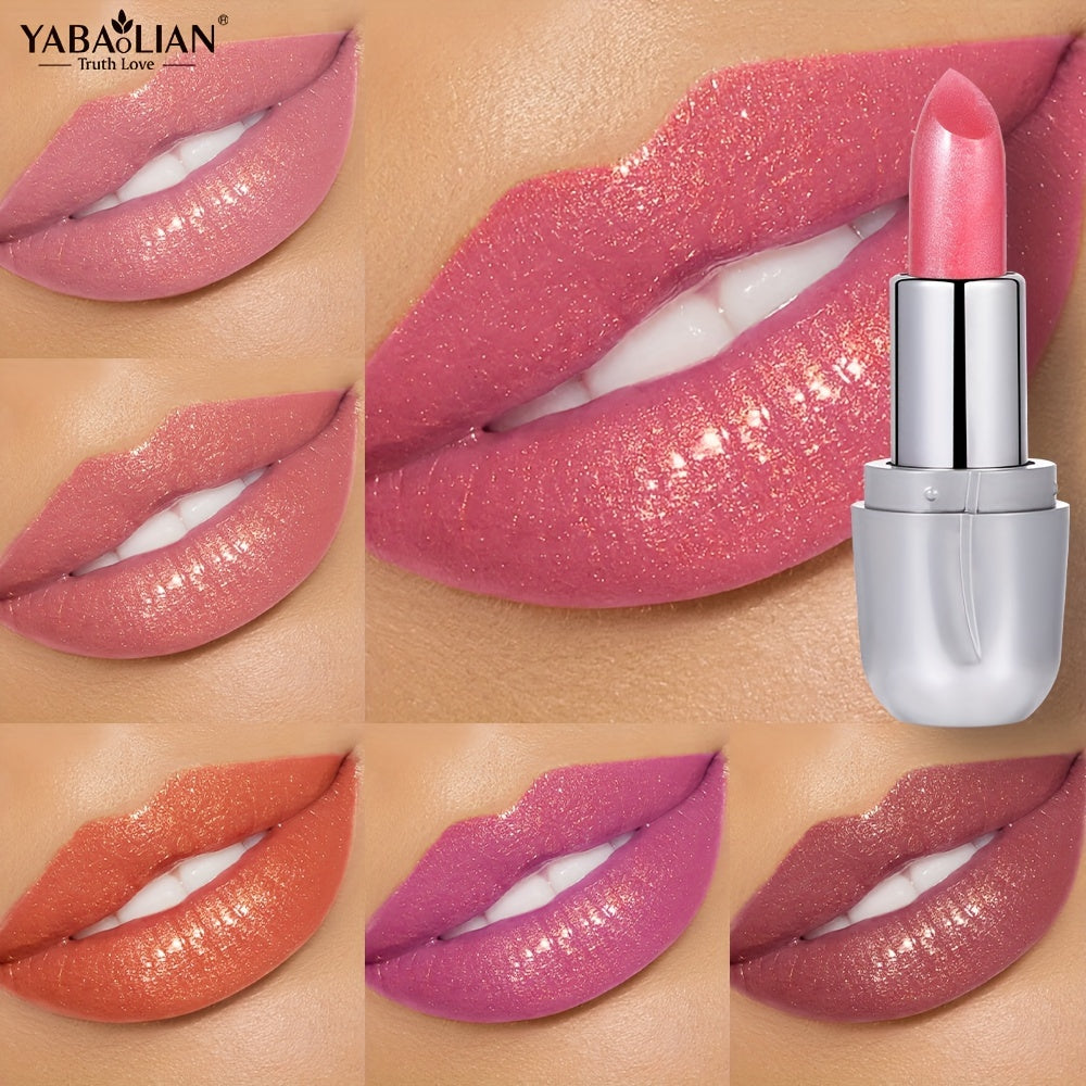 Women Metallic Lipstick Long-Lasting Waterproof Pearlescent Orange Pink