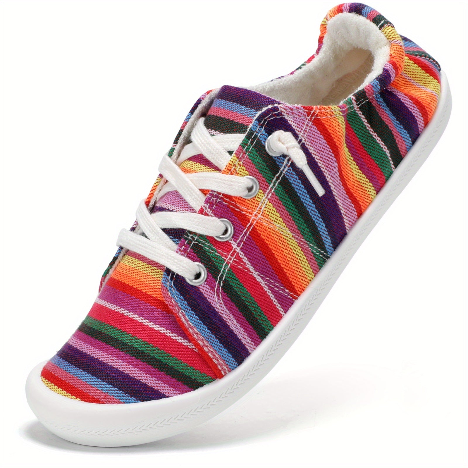 Women's Canvas Lace-Up Sneakers, Solid Color Casual Walking Shoes