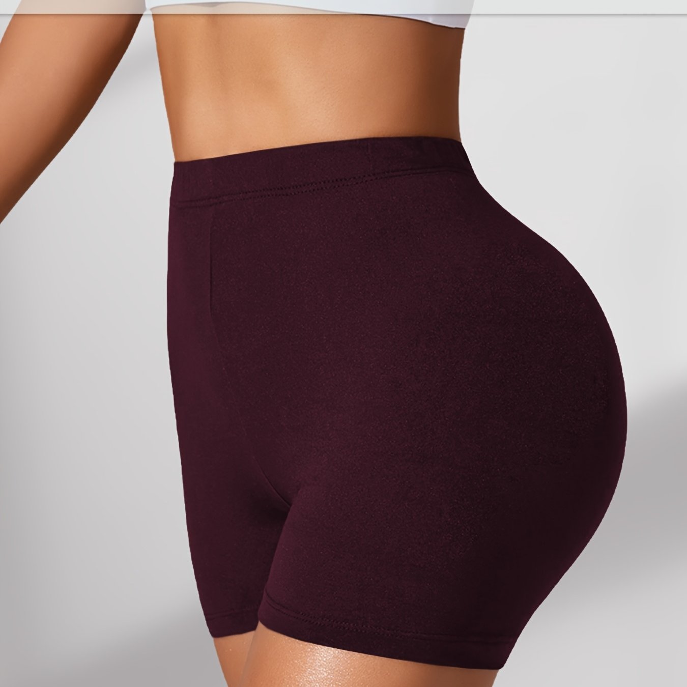 Plus Size Women's High-Waisted Tummy Control Biker Shorts Yoga Workout Short