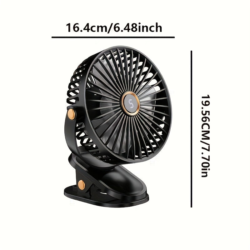 Mini Desk Fan with LED Night Light, USB Charging, Quiet Motor, Portable