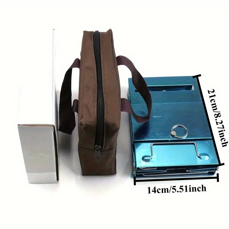 Saqlash sumkasi bilan portativ zanglamaydigan po'latdan yasalgan tashqi pech, pikniklar, BBQlar va tabiatda sayohatlar uchun yig'iladigan va chirishga qarshi. Ko'p maqsadli foydalanish uchun bardoshli konstruktsiya.