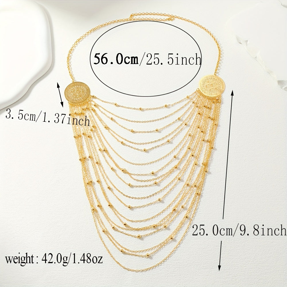 Women's Multi-Layer Tassel Collar Necklace Boho Chic Luxe Clavicle Chain Jewelry