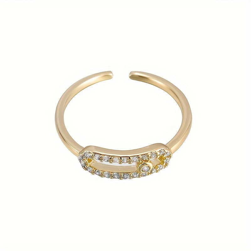 Hollow Open Ring Synthetic Cubic Zirconia Copper Elegant Wedding Engagement Jewelry