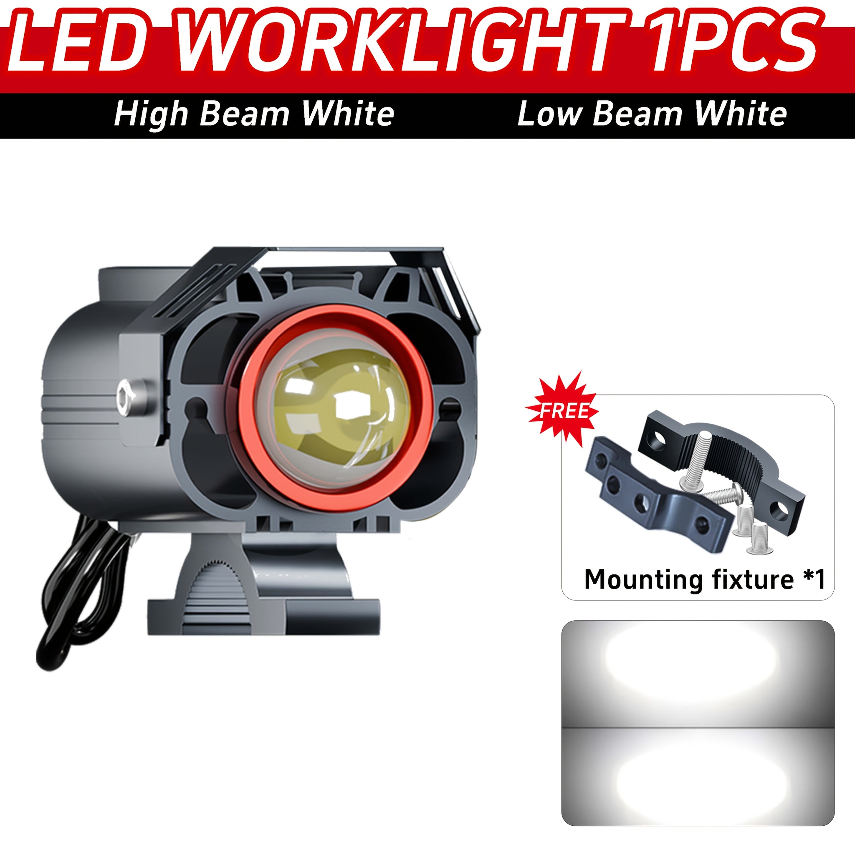 Motorcycle LED Light Tricolor 60W 1000LM Aluminum 12V High Brightness