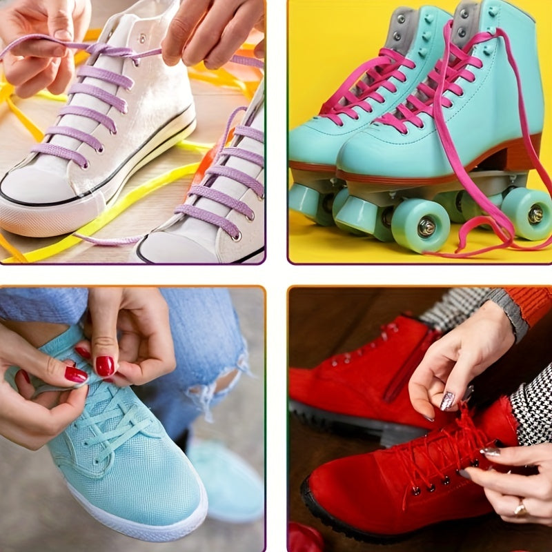 Unisex Canvas Flat Shoelaces Multi Color For Sneakers Sports Accessories