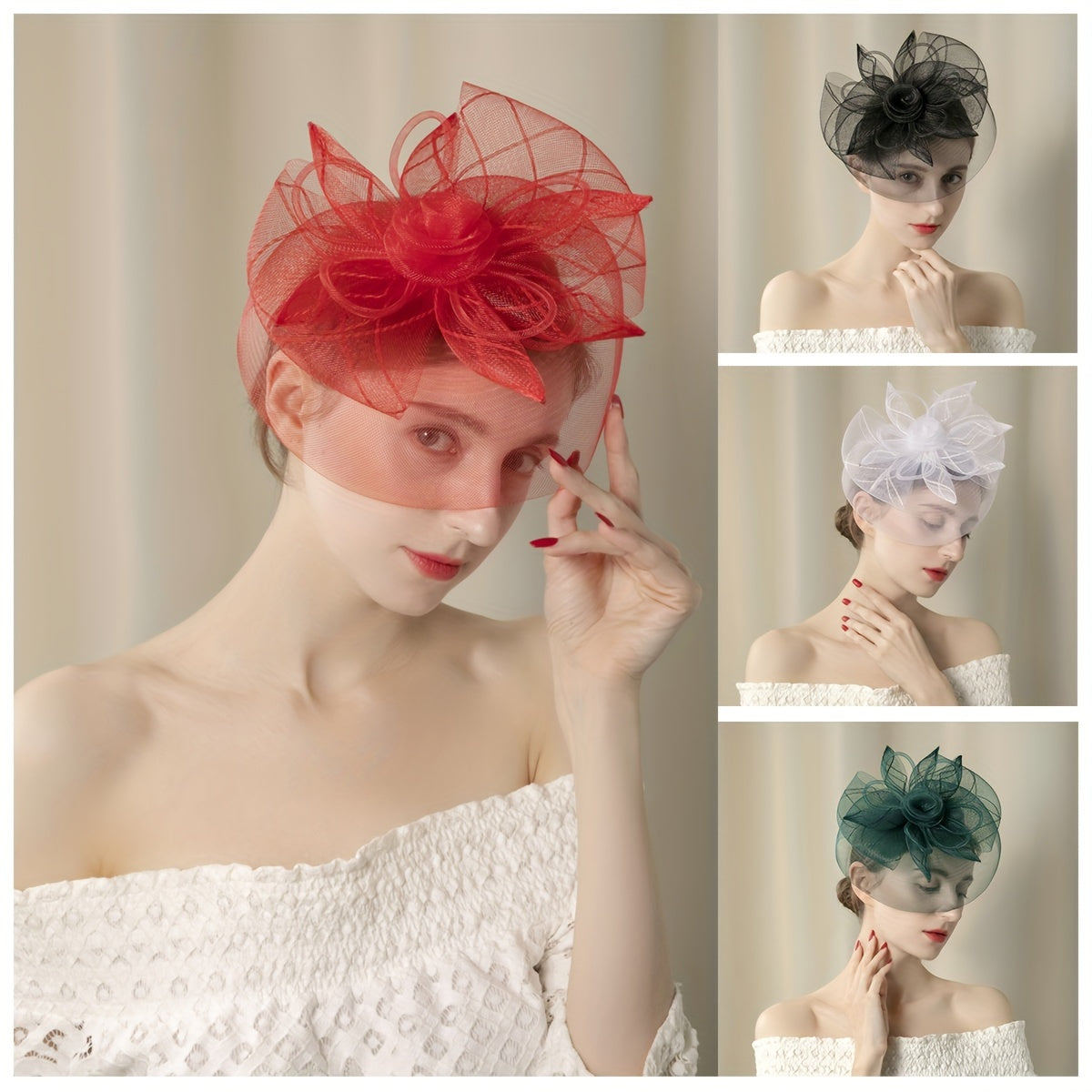 Women's Flower Mesh Feather Fascinator Headband for Weddings, Parties, and Horse Racing