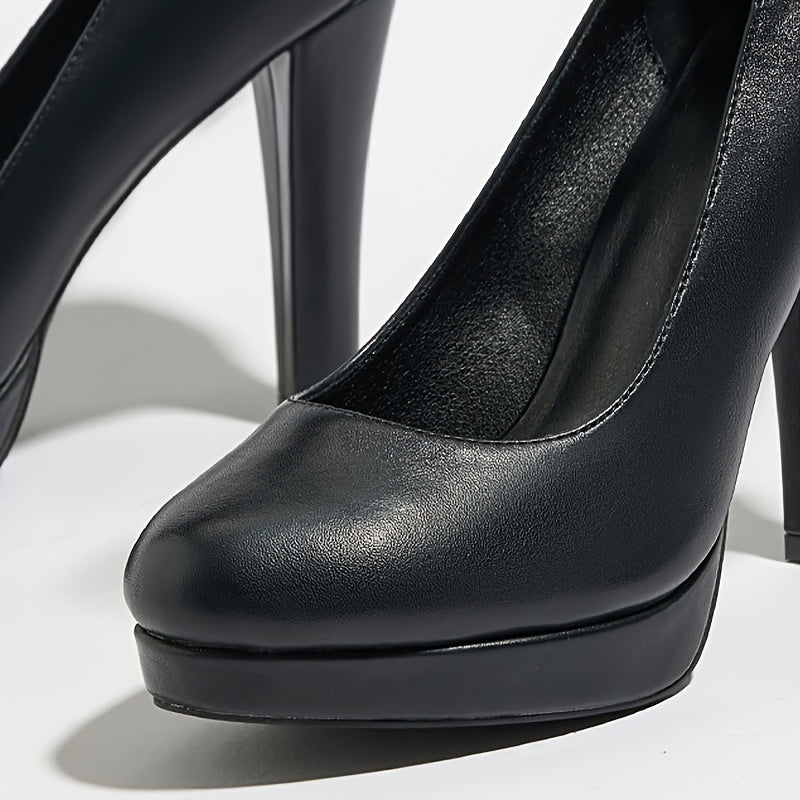 Women Solid Color Round Toe Mary Jane Pumps Breathable Ankle Strap Block Heel