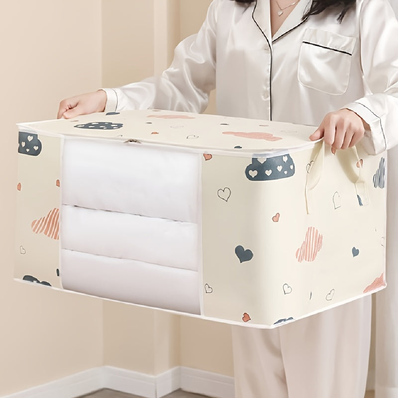 Large Capacity Fabric Wardrobe Storage Bag with Handles for Clothes and Quilts