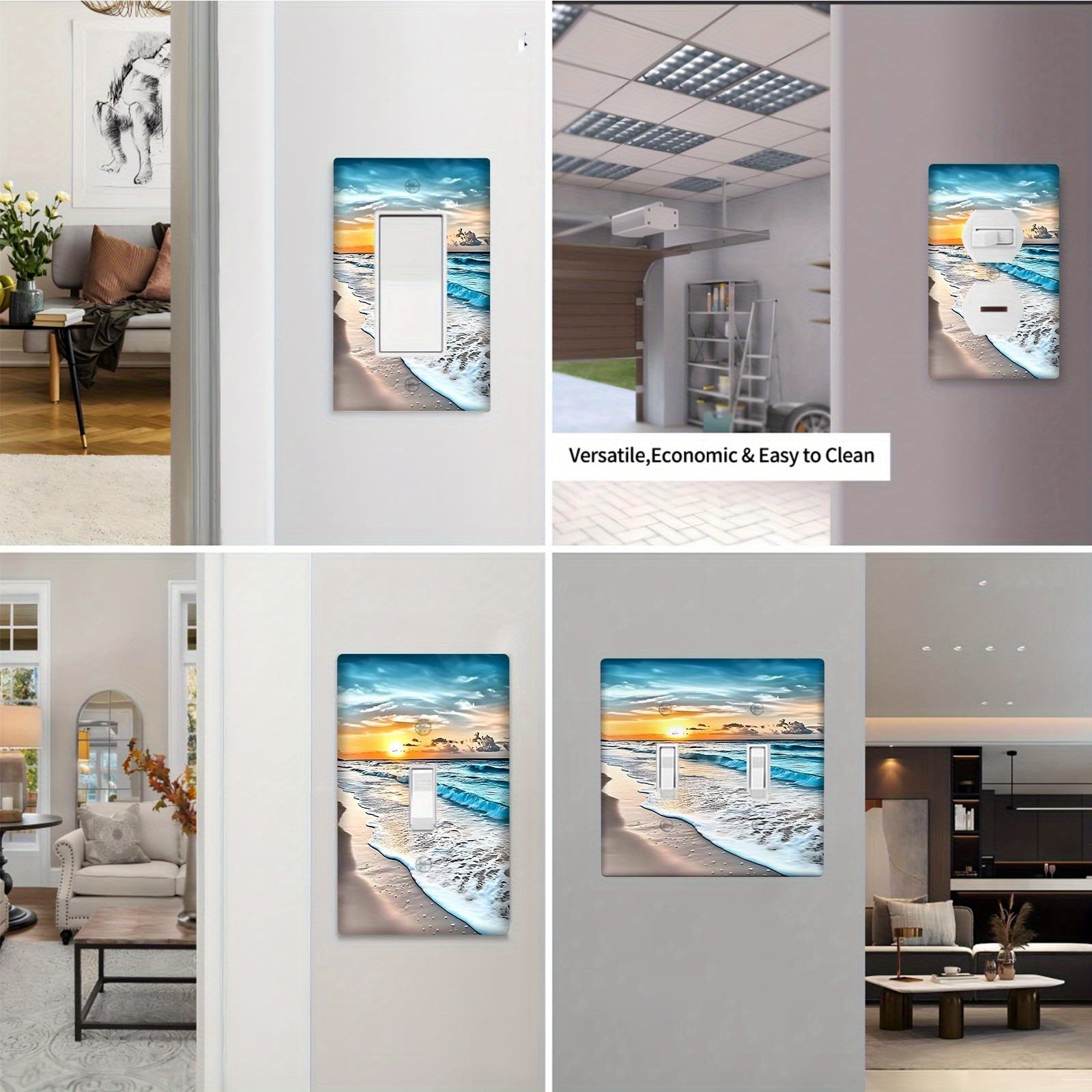 Okean sahnasi o‘chirish plitasi uchun hammom va yotoqxona dekoratsiyasi changga qarshi oson o‘rnatish