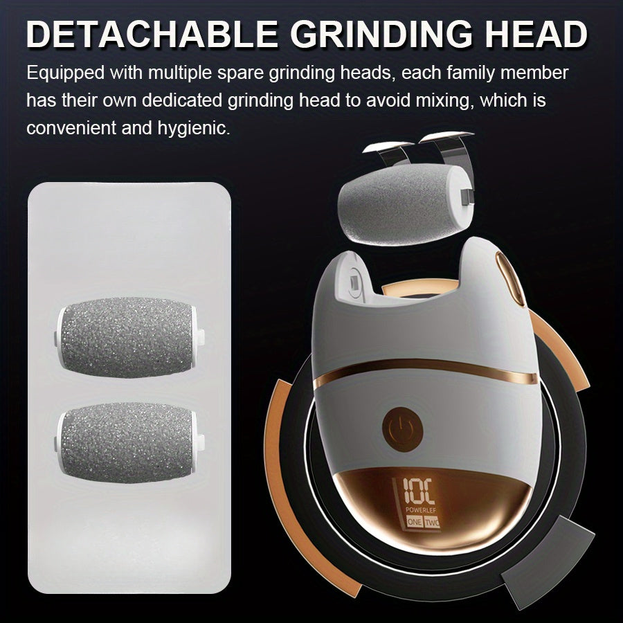 Rechargeable Electric Foot Grinder with 2 Spare Heads for Cracked and Hardened Feet