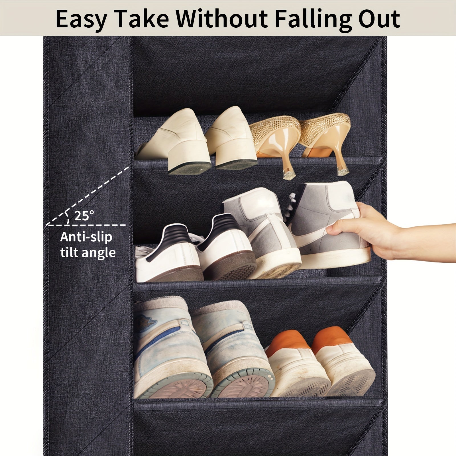 Large Over-the-Door Shoe Organizer Holds 20-22 Pairs Durable Oxford Fabric Closet Dorm Storage