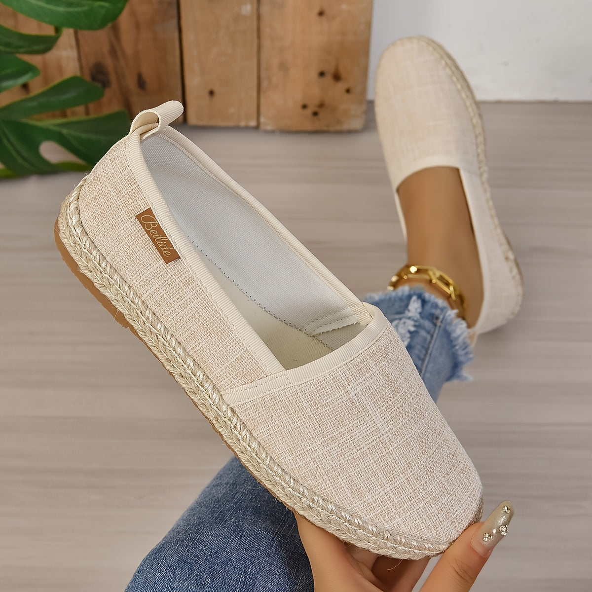 Women's Linen Slip-On Fisherman Shoes Breathable Casual Loafers All-Season