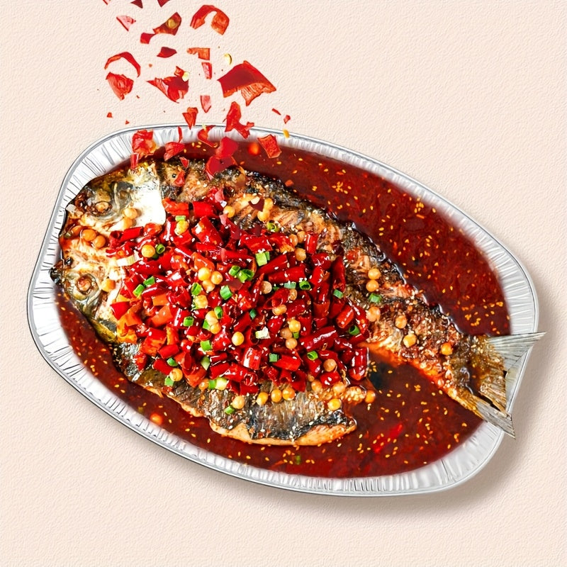 Упаковка из 10 алюминиевых форм для выпечки, одноразовые подносы овальной формы для разогрева, хранения и приготовления на открытом огне - электричество не требуется