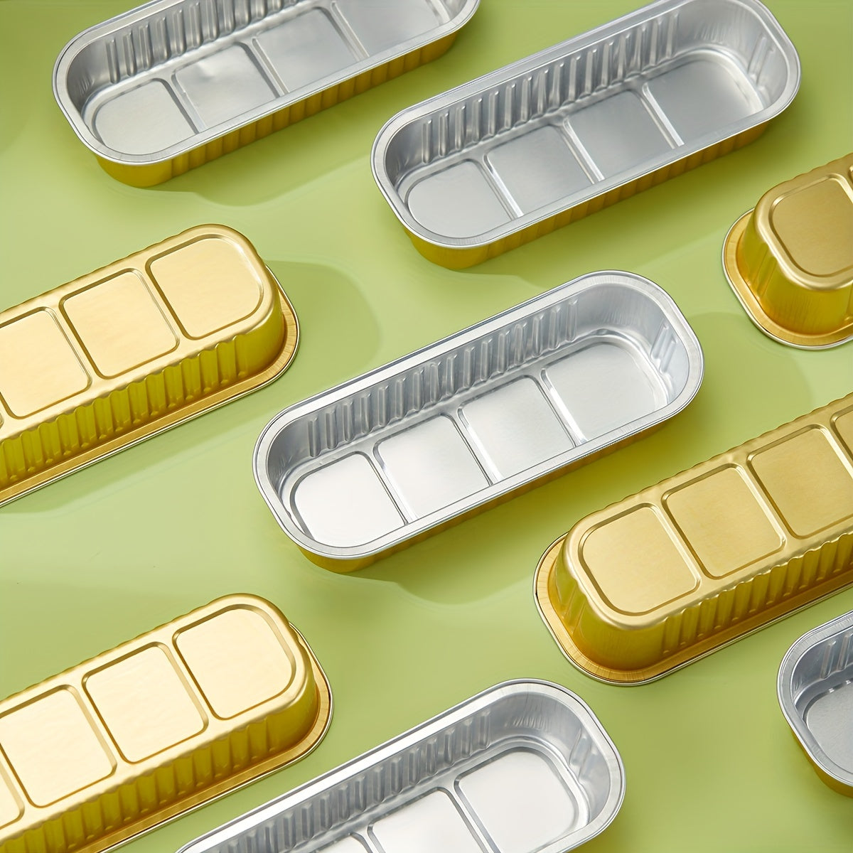 Set of 10 Aluminum Foil Mini Loaf Pans with Transparent Lids for Baking Cakes and Cupcakes in Black Pink and Gold