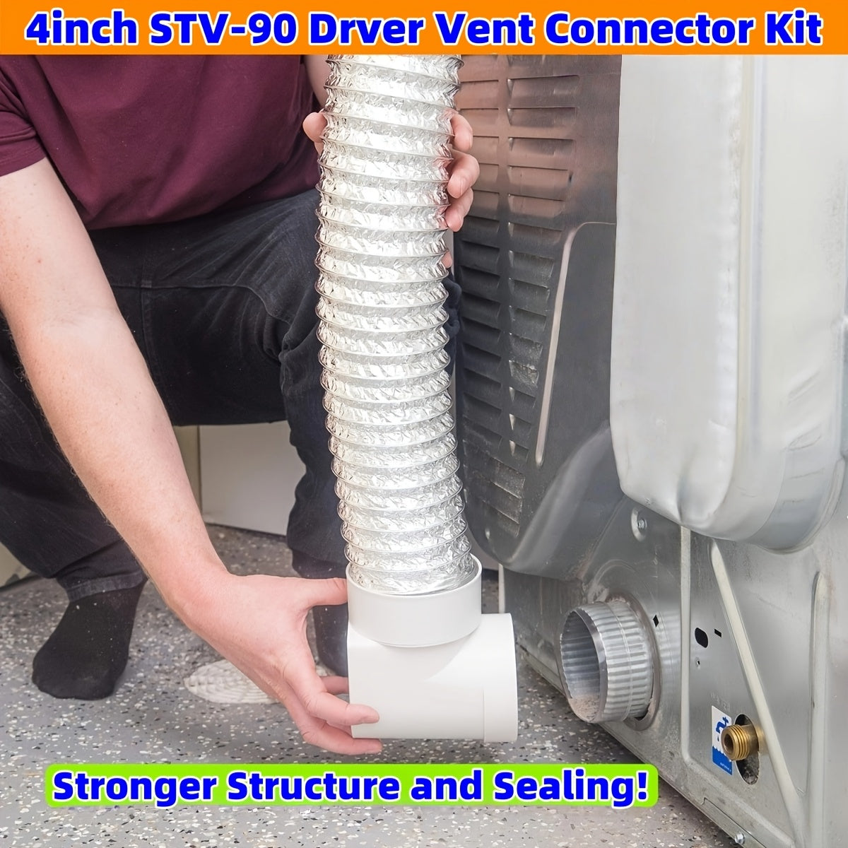 Laundry Dryer Duct Connection Kit, 10.16cm Indoor Vent With Bracket