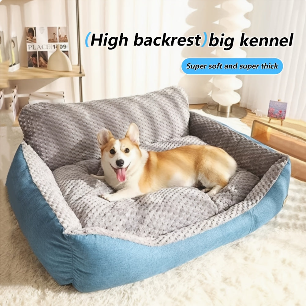 Luxury Plush Pet Sofa Bed for Cats and Dogs with High Backrest and Easy Cleaning