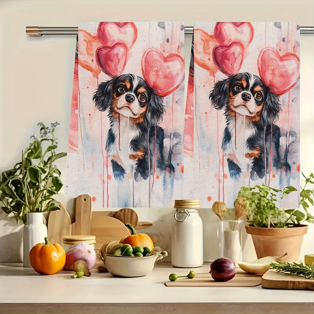 Valentine's Day Kitchen Towels 2 Pack Ultra Soft Absorbent Dish Hand Towels