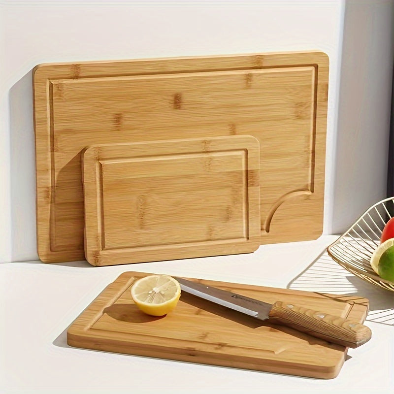Juego de 4 tablas de cortar de bambú con soporte para frutas, verduras y carnes