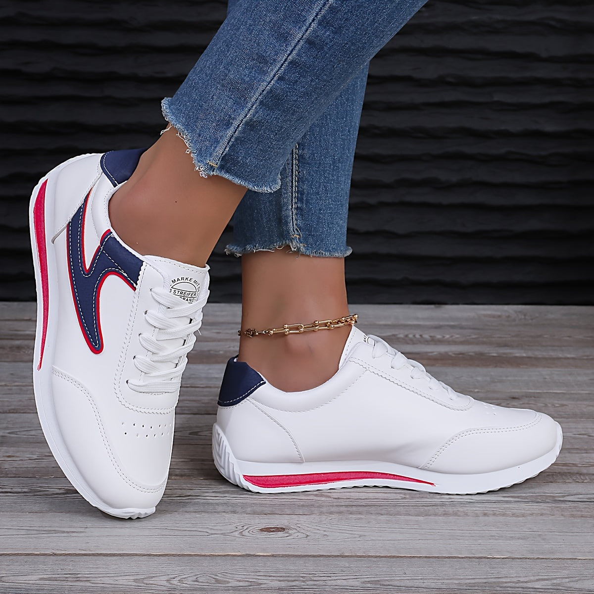 Women's Colorblock Sneakers with Soft Platform Sole Lace-Up Casual Walking