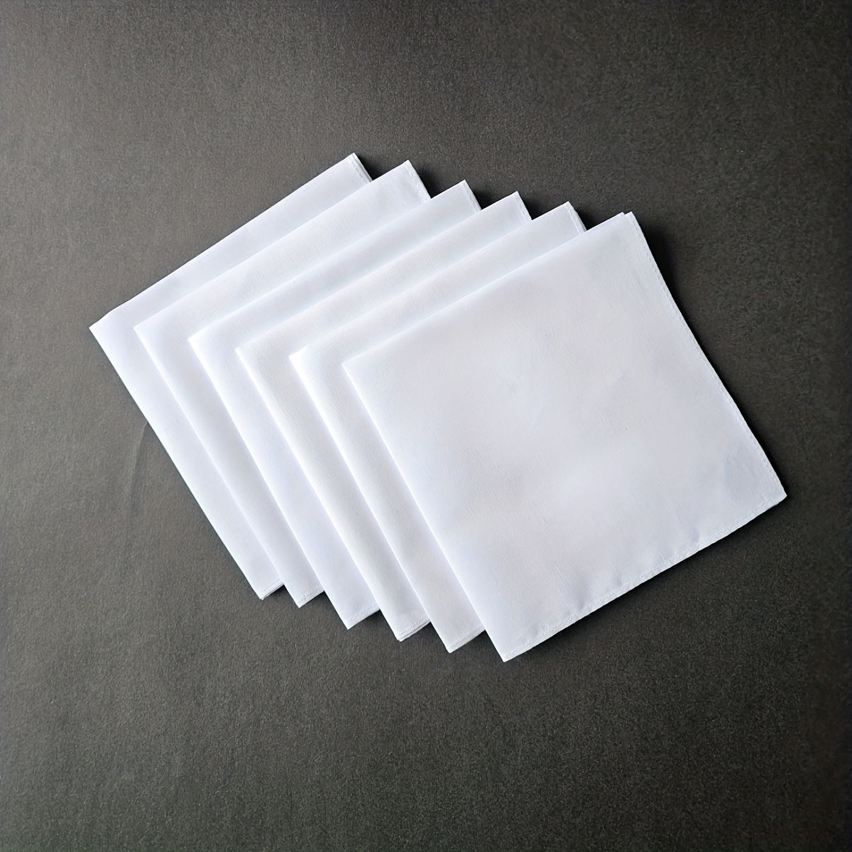 Set of 6 White Cotton Handkerchiefs 11-Inch for DIY Projects School