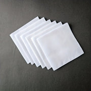 Set of 6 White Cotton Handkerchiefs 11-Inch for DIY Projects School