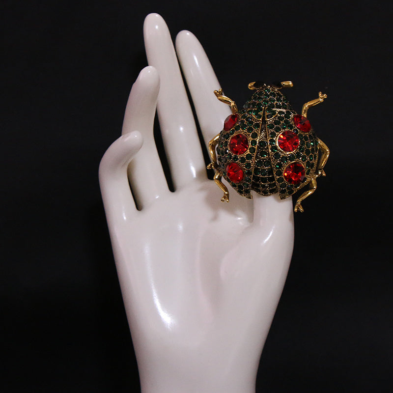 Ladybug Brooch Pin Rhinestone Insect Jewelry for Women Stylish Fashion Accessory