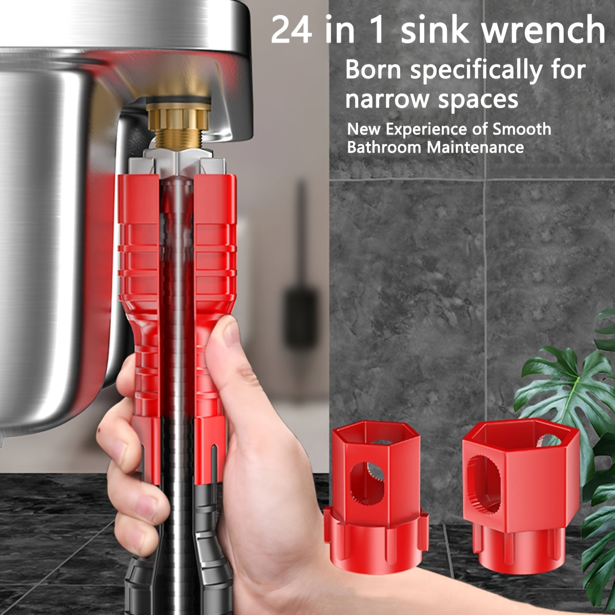 24-In-1 Faucet Repair Tool Set Carbon Steel Red Black Kitchen Bathroom