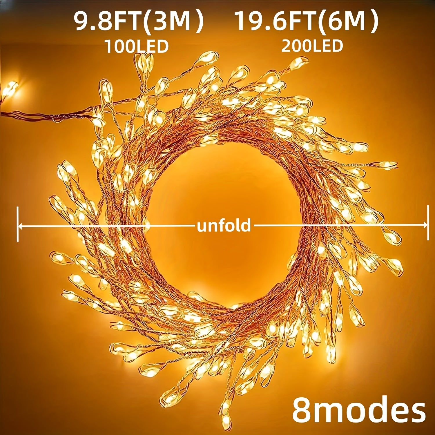 Fairy Lights LED String Lights 298.7cm 100 LEDs Firecracker Starry Effects for Ceiling Wreath Window Christmas Decor