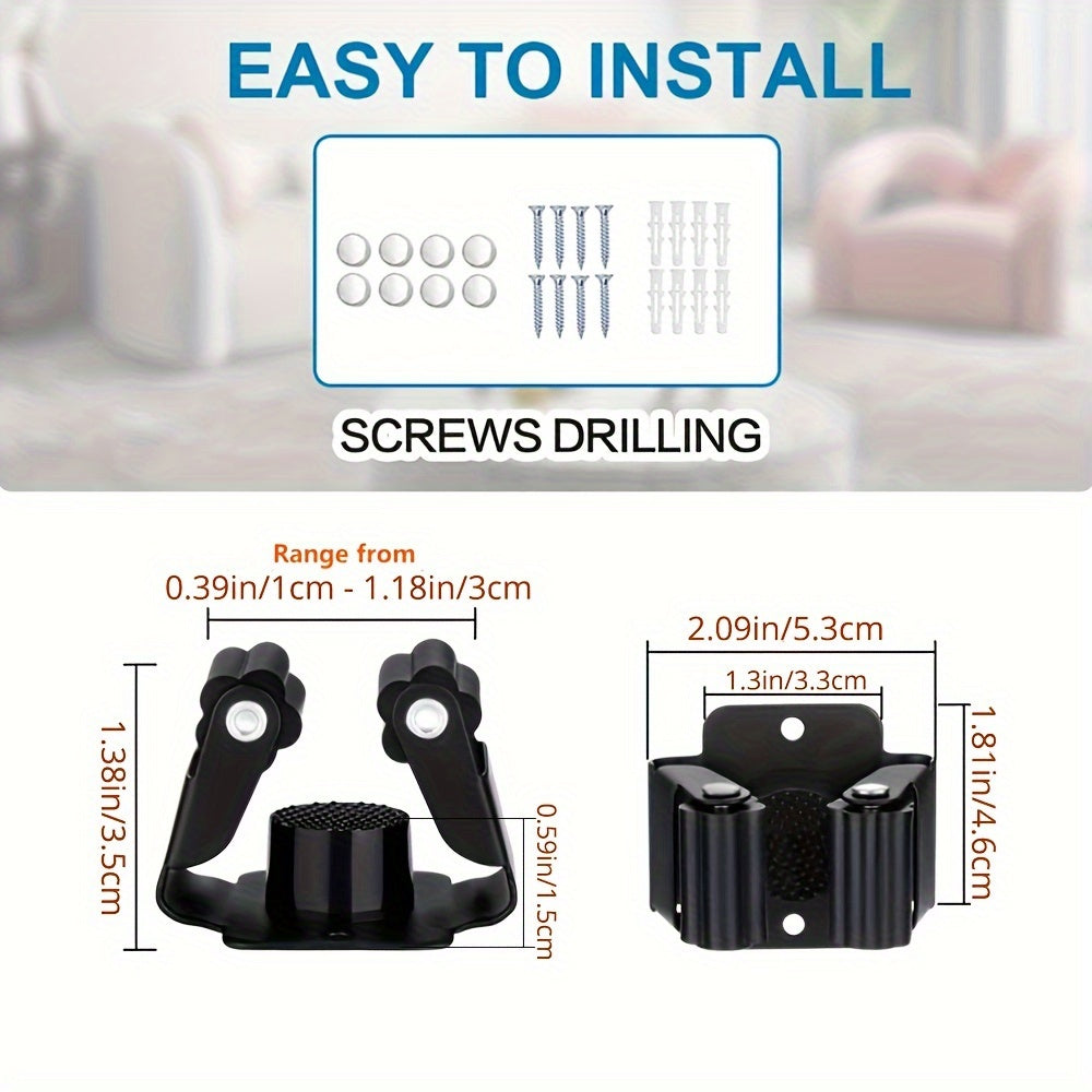 Soporte de pared para trapeadores, organizador de estantes para escobas, palas, acero inoxidable