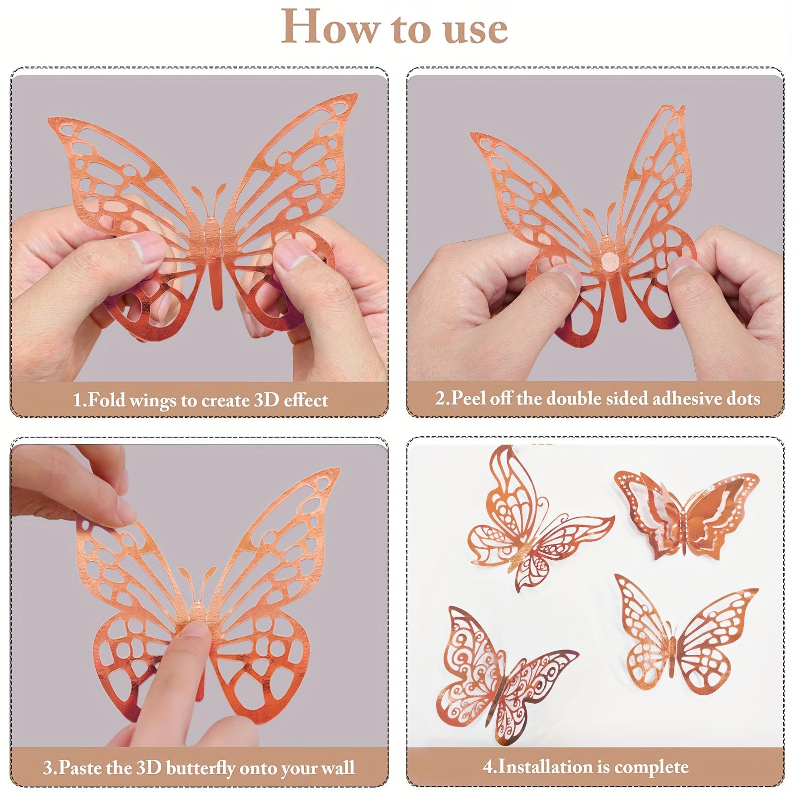 48 3D Butterfly Wall Stickers for Home Decor and Party Decorations