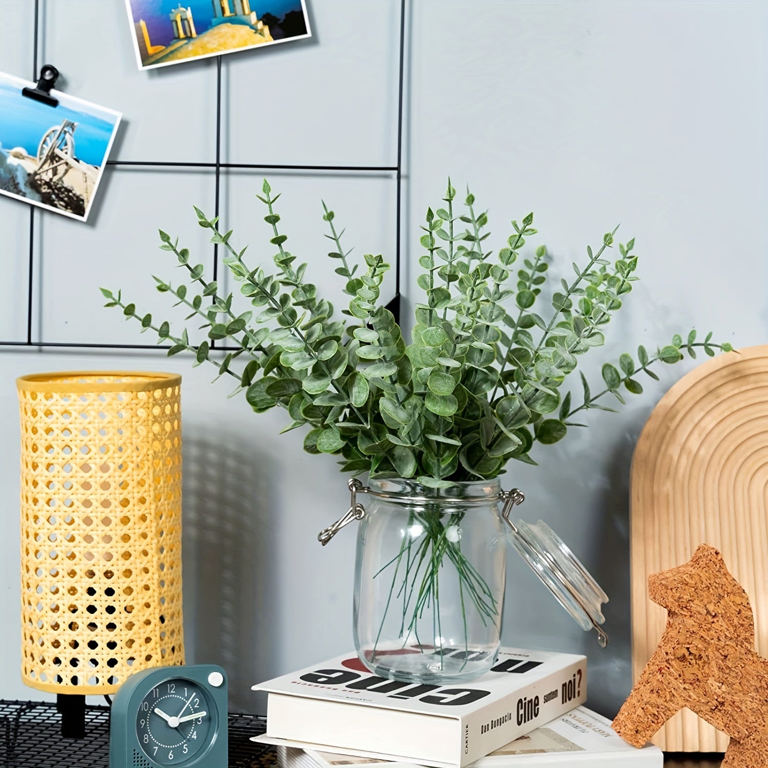 10 Realistic Eucalyptus Leaf Stems for Spring Decor, Faux Green Foliage