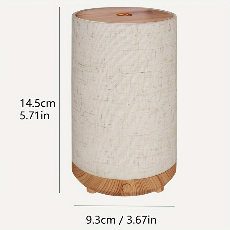 Textured Fabric Wooden Air Humidifier with Aromatherapy Diffuser and Essential Oil Compatibility