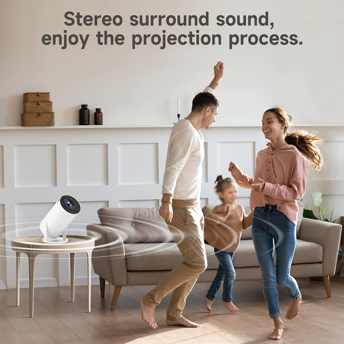 Portable Home Theater Projector White with 5G WiFi and Remote