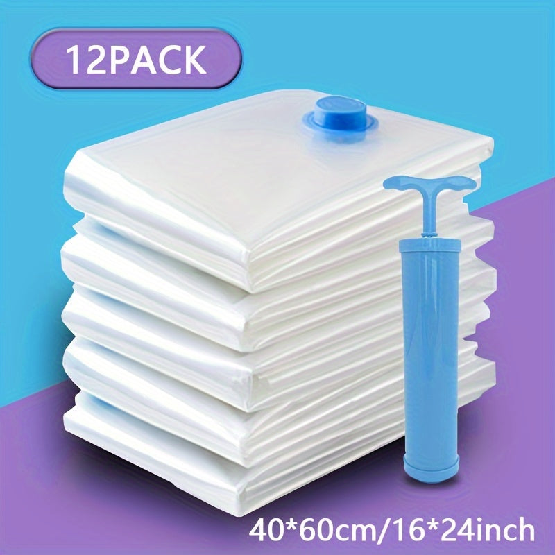 Vacuum Storage Bags Set of 12 with Pump for Clothes and Bedding